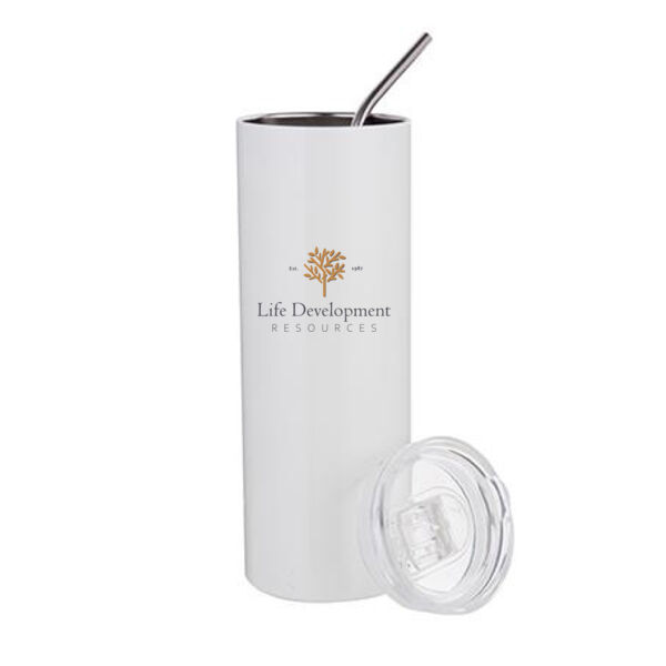 20 oz. Stainless Steel Tumbler w/ Straw & Lid - Sublimated Logo Thumbnail