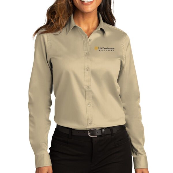 Port Authority® Ladies Long Sleeve SuperPro React ™ - Embroidered Logo Thumbnail