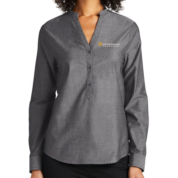 Port Authority® Ladies Long Sleeve Chambray Easy Care Shirt - Embroidered Logo Thumbnail