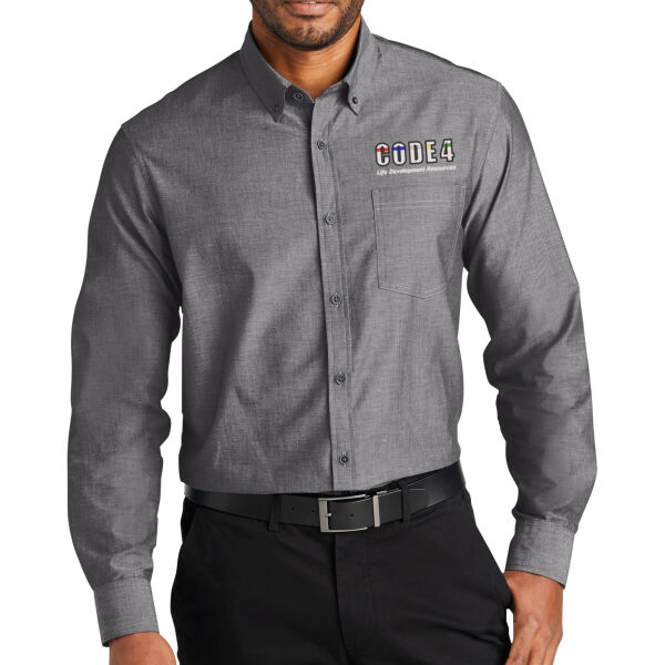 Port Authority® Long Sleeve Chambray Easy Care Shirt - Embroidered Logo Thumbnail