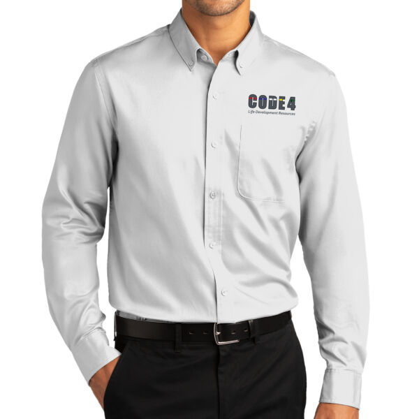 Port Authority® Long Sleeve SuperPro React™ Twill Shirt - Embroidered Logo Thumbnail