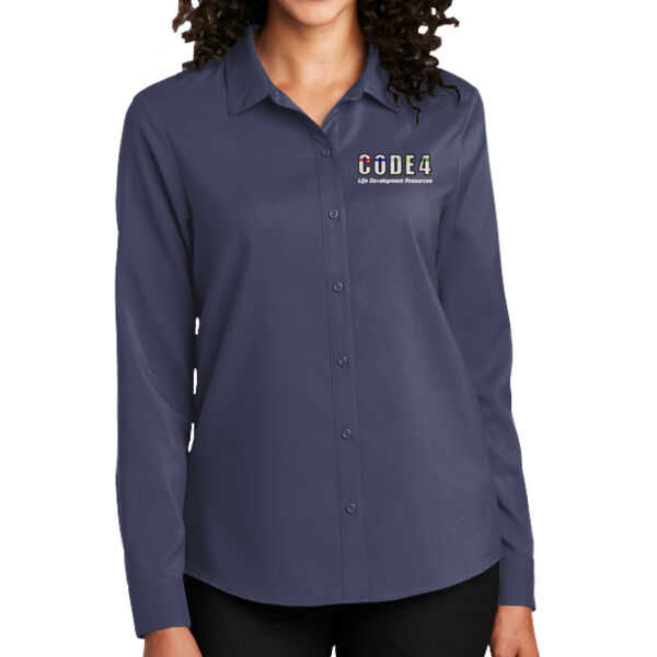 Port Authority ® Ladies Long Sleeve Performance Staff Shirt - Embroidered Logo Thumbnail