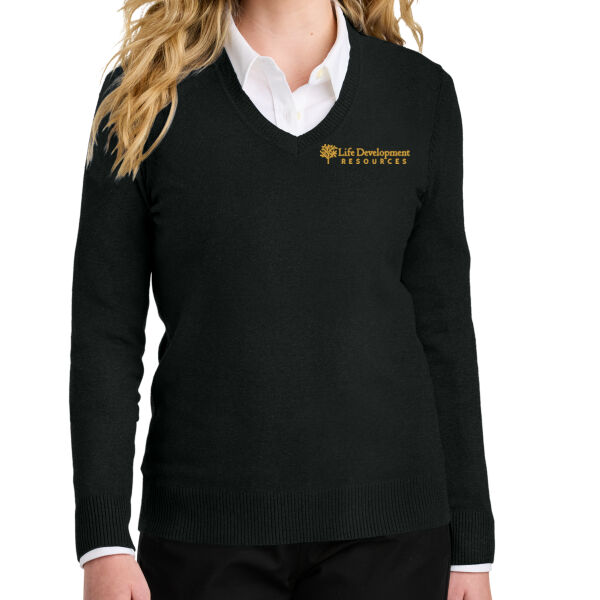 Port Authority Womens Easy Care V-Neck Sweater - Embroidered Logo Thumbnail