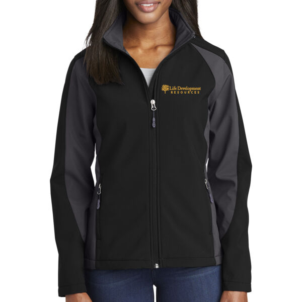 Sport-Tek Womens Colorblock Soft Shell Jacket - Embroidered Logo Thumbnail