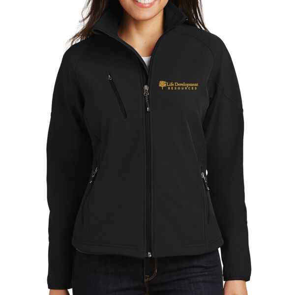 Port Authority Womens Textured Soft Shell Jacket - Embroidered Logo Thumbnail